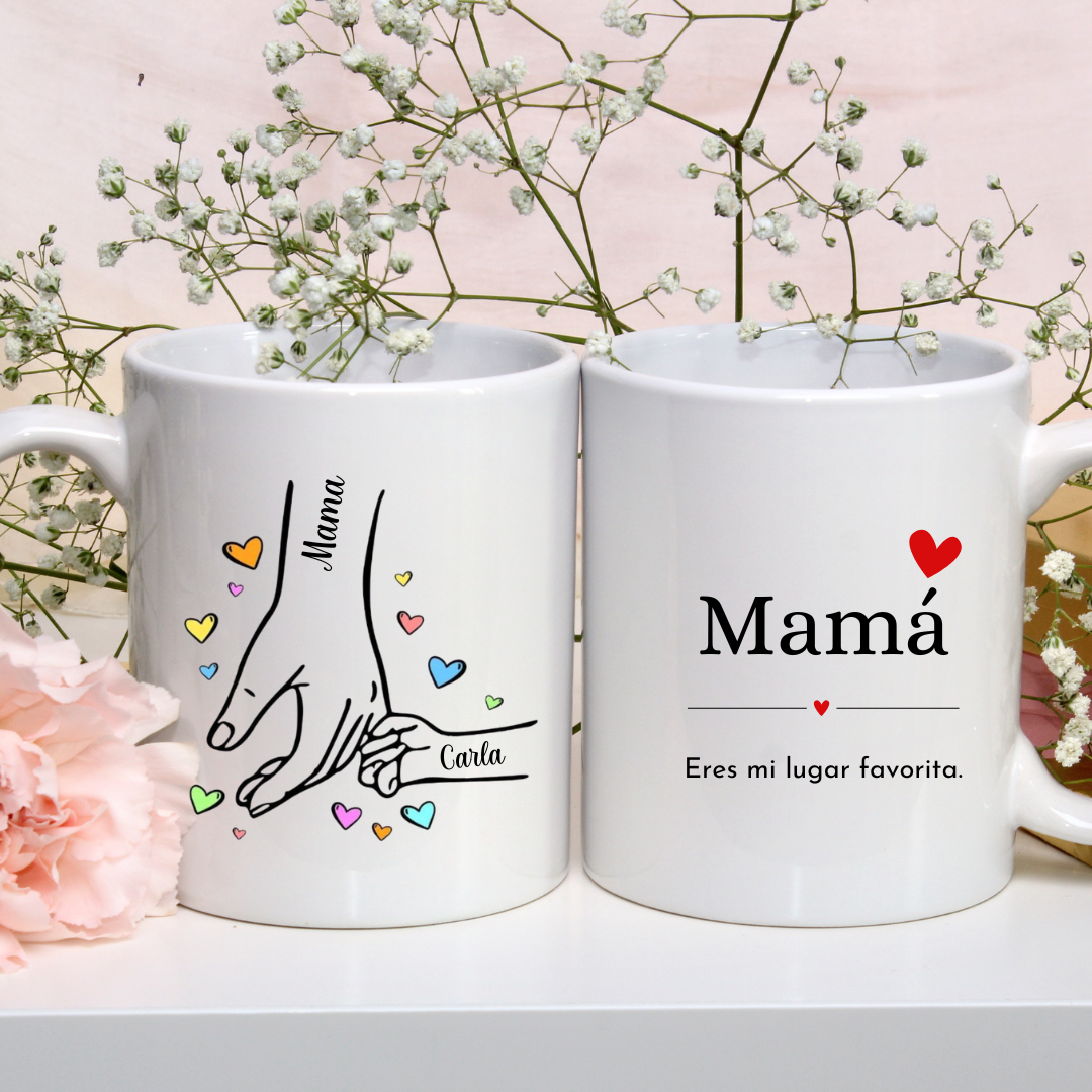 Taza manos, Adulto + niños con dedicatoria
