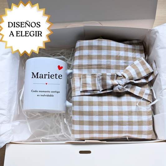 Box contigo mamá  (Delantal adulto a elegir +  taza a elegir)