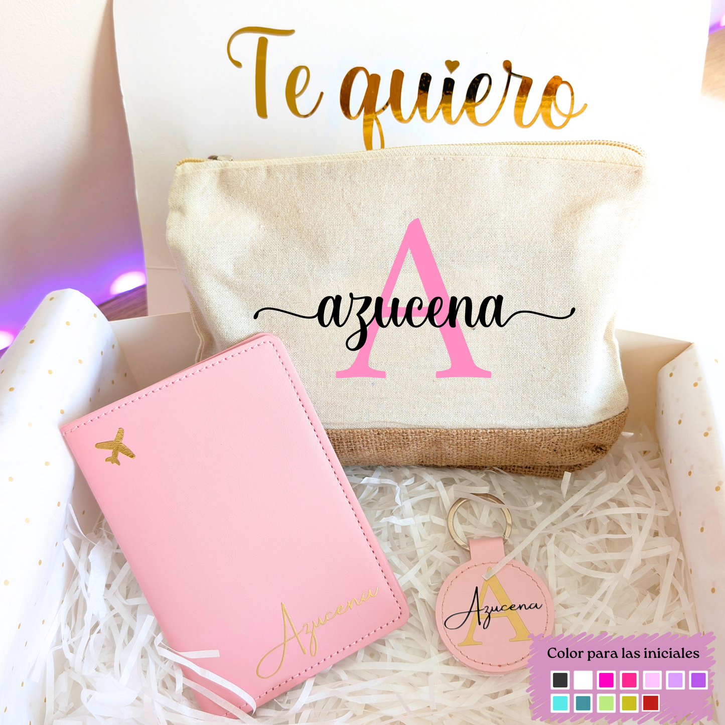 Caja regalo viajero duo (Neceser+ Llavero + Porta documentos)