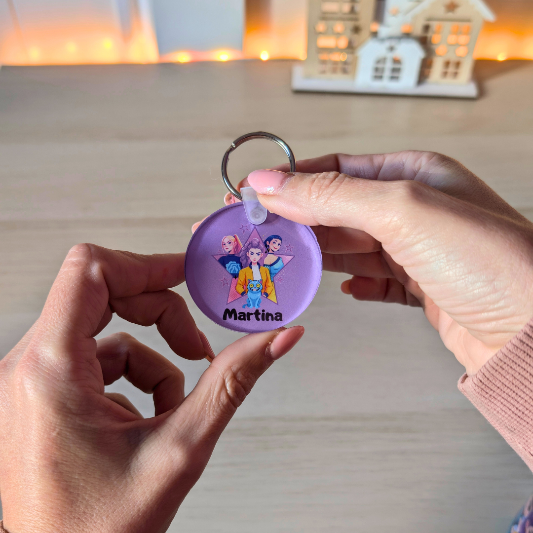 Llavero Kpop Huntrix Personalizado con Nombre - Morado