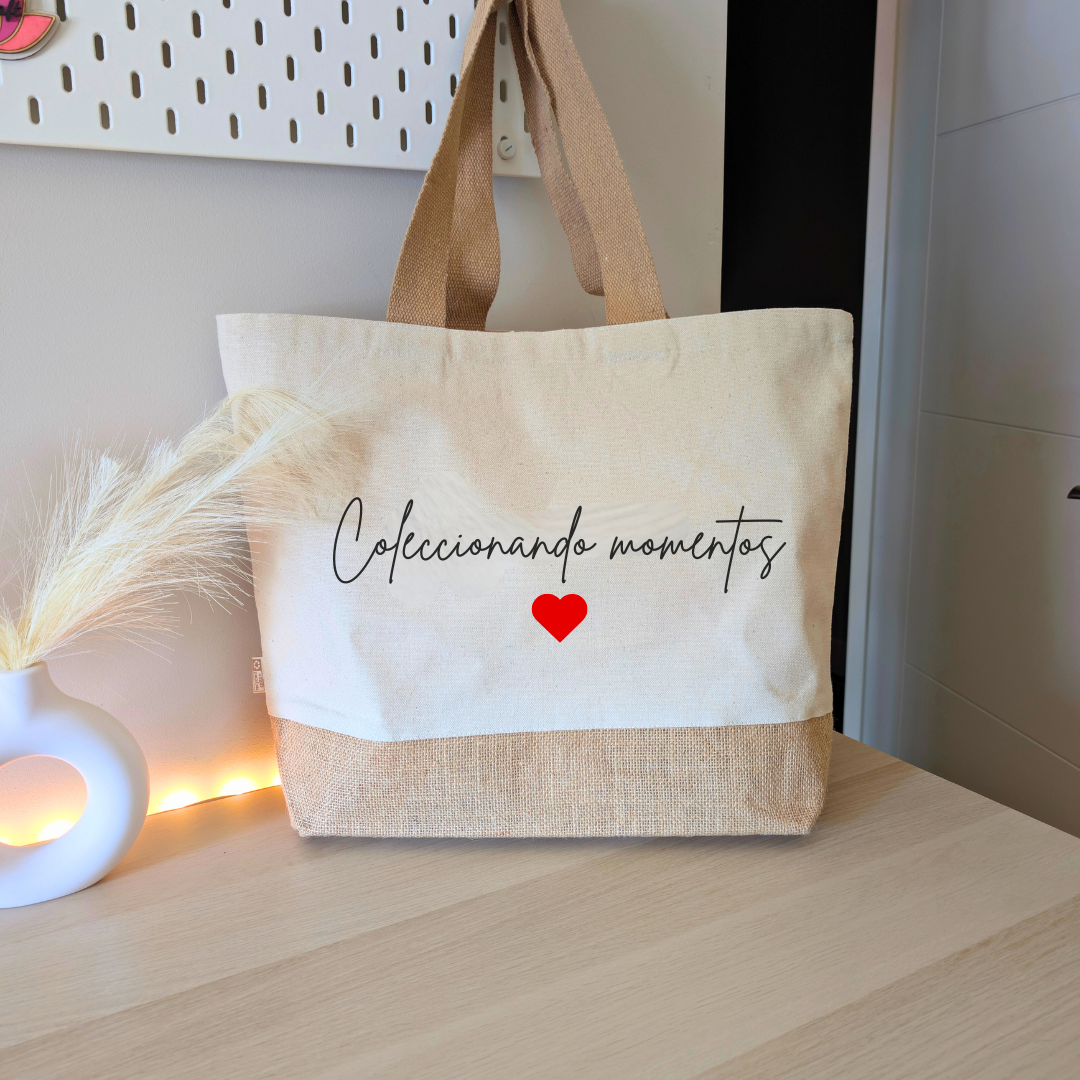 Bolsa eco frase corazón - Colección Raíces de algodón