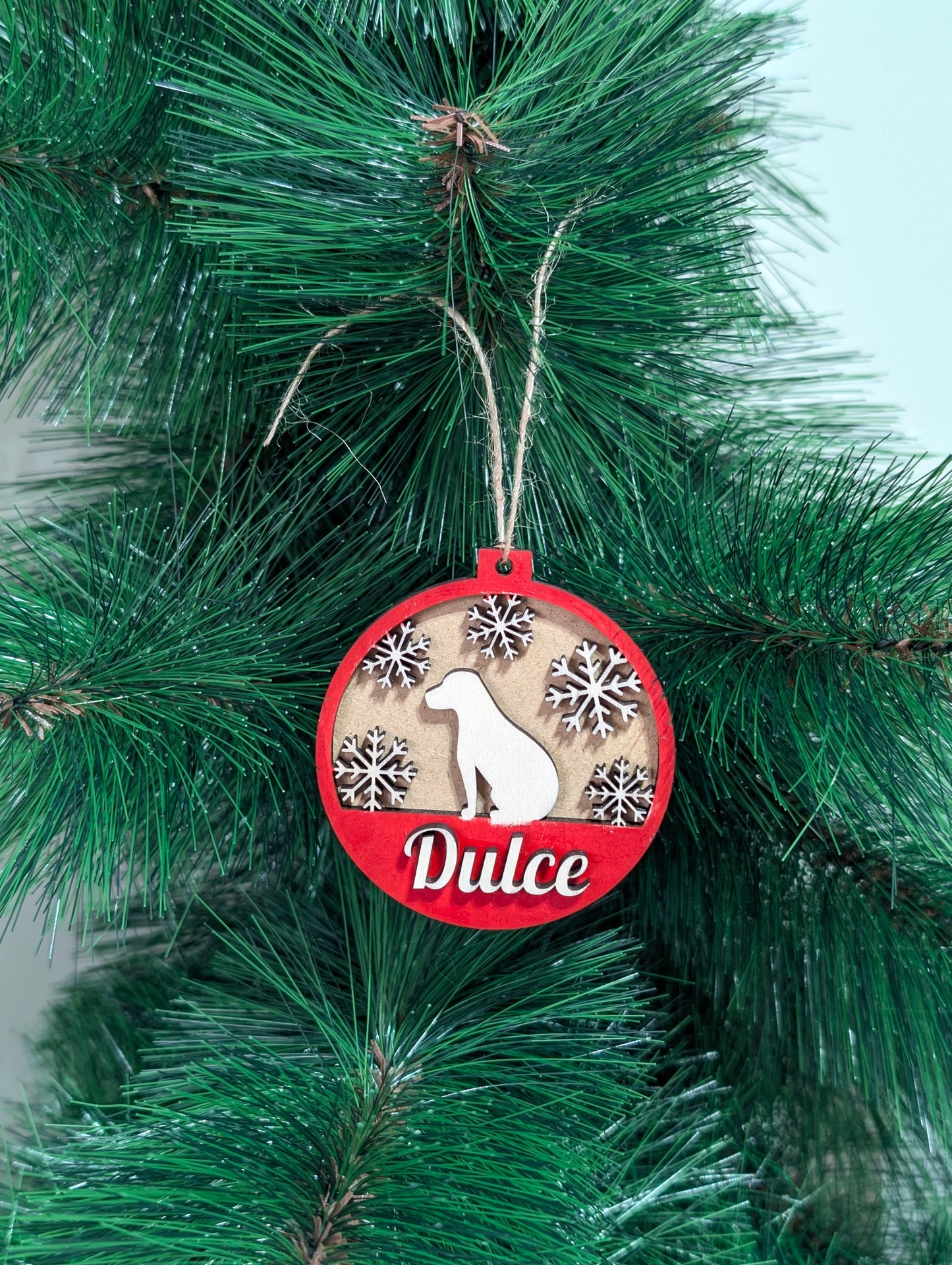 Adorno de madera perro- Rojo