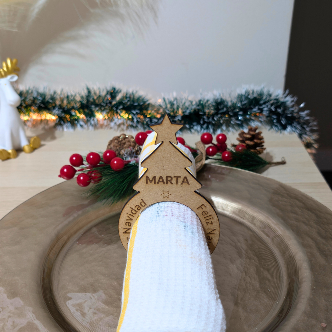 Porta Servilletas con Nombre – Edición Navidad . 2 diseños a elegir