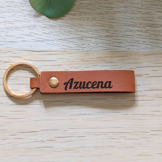 Llavero de polipiel marrón personalizado para eventos