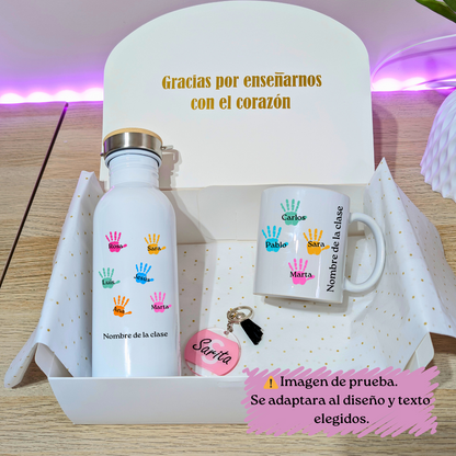 Cajita Mensaje (Taza + llavero + tote)