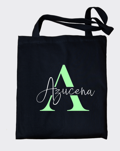 Tote Bag Negra Inicial + Nombre