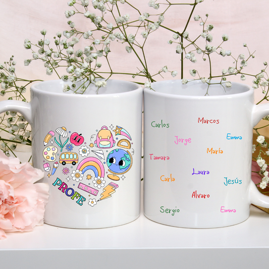 Taza corazón + nombres