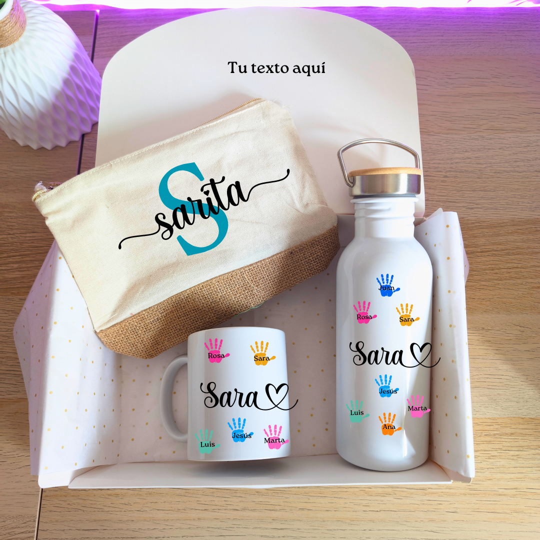 Cajita Manos (Neceser + botella + taza)