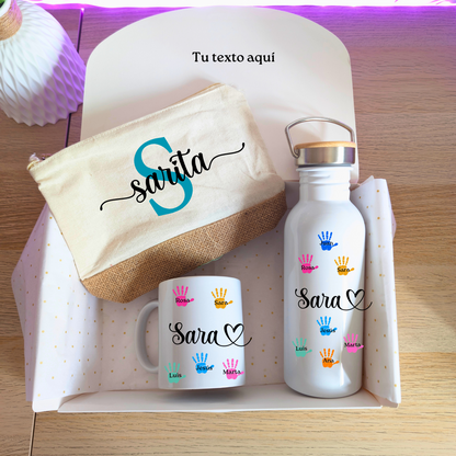 Cajita Manos (Neceser + botella + taza)