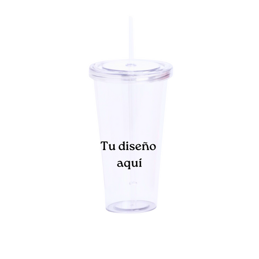 Vaso con pajita personalizable